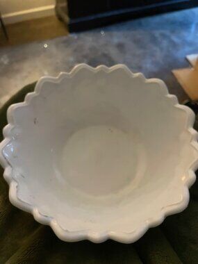 White Milk Glass Bowl 9"